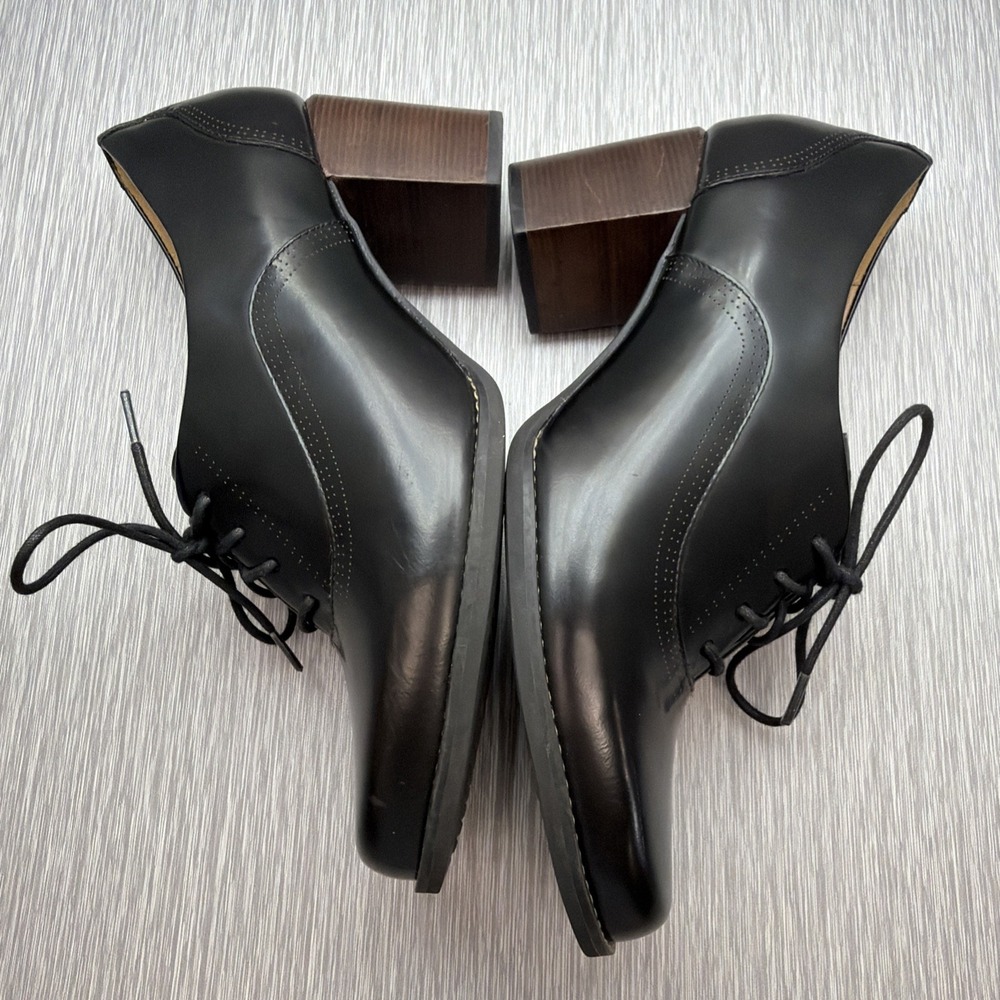 Clarks Artisan Women's 7.5 Black Leather Oxford Block Heel Lace Up Shoes - Picture 8 of 10